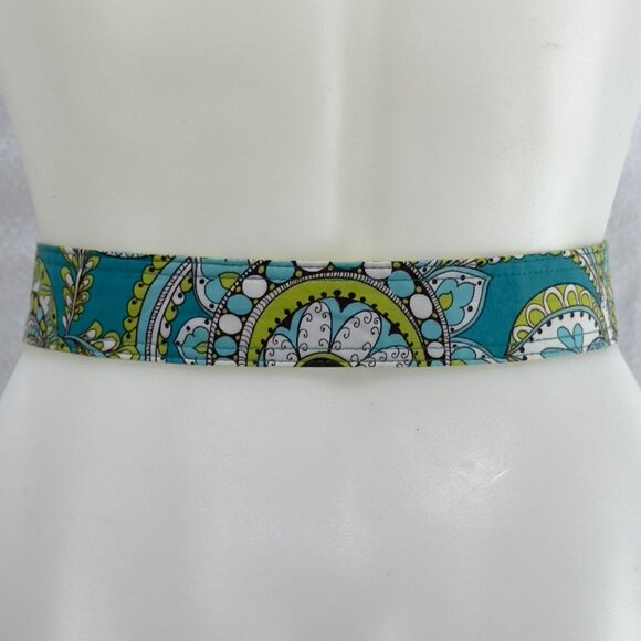 VERA BRADLEY Reversible Fabric Belt Wooden Buckle Blue & Green Floral Patterns - Picture 2 of 11